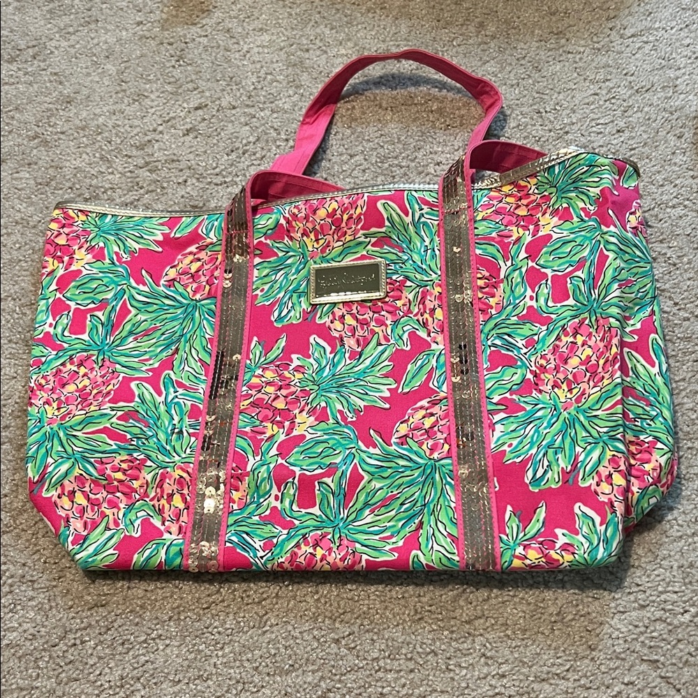 Lilly Pulitzer Pink Floral Tote Bag